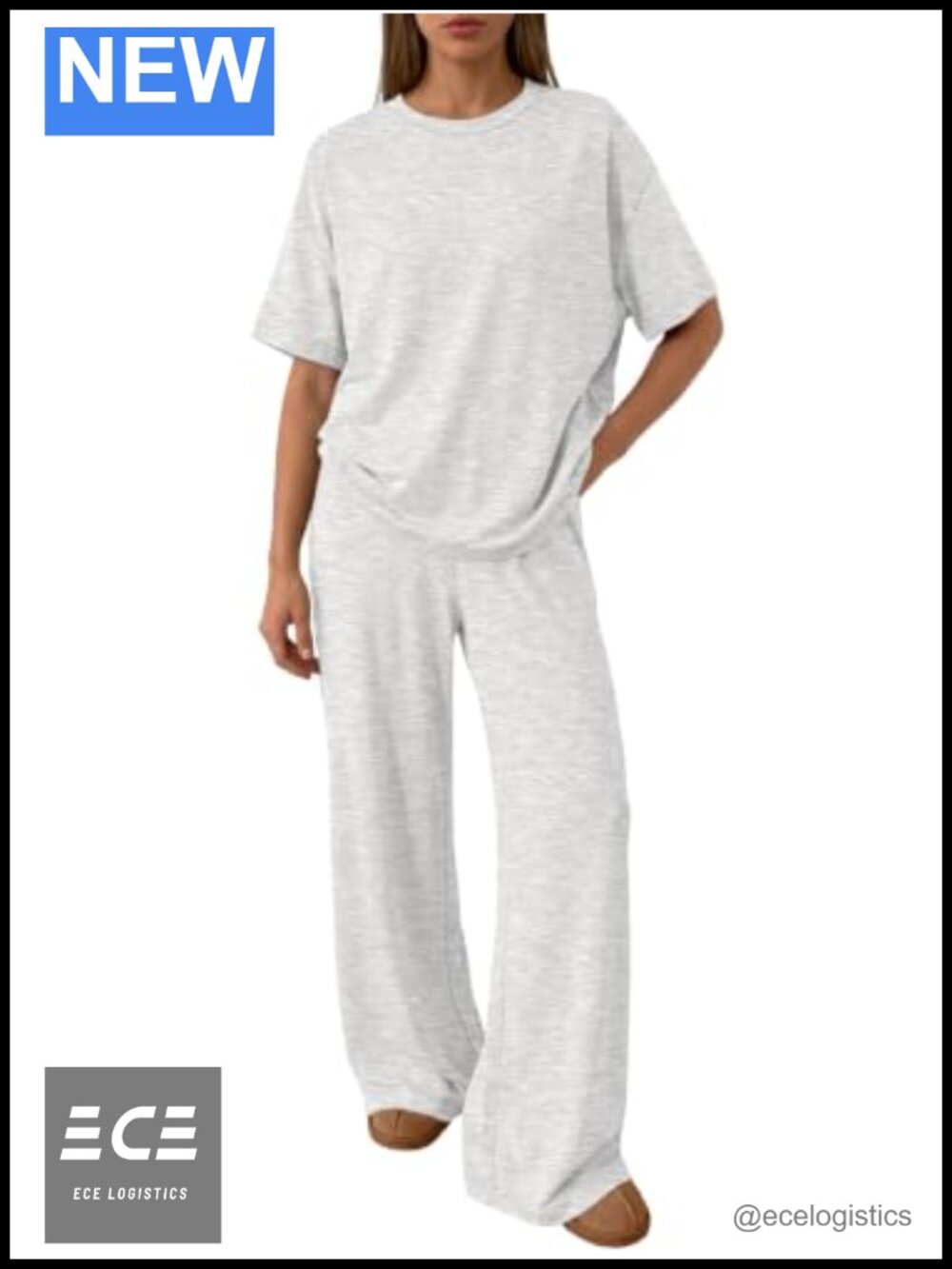 Two Piece Lounge Set Short Sleeve Tee & Pants with Pockets Cozy Travel Outfit